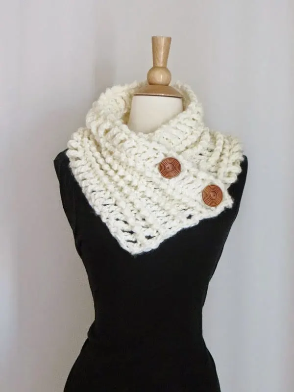 Chunky Knitted Scarf + Cream Snow Boots