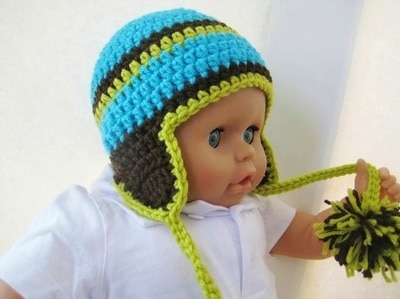 Madison Ear Flap Hat- Unisex- Newborn to Adult Sizes - $5