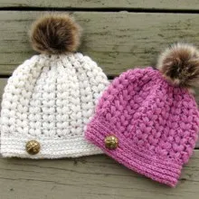 Pearl Puff Stitch Beanie- 0-3 Months to Woman Sizes - $5.50