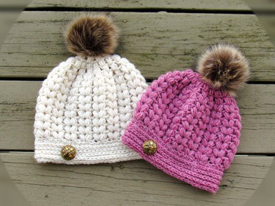 Pearl Puff Stitch Beanie- 0-3 Months to Woman Sizes - $5.50