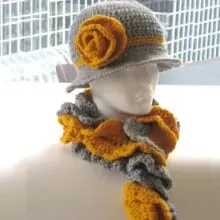 Ruffled Cowl and Brimmed Hat- Woman's Size- $5