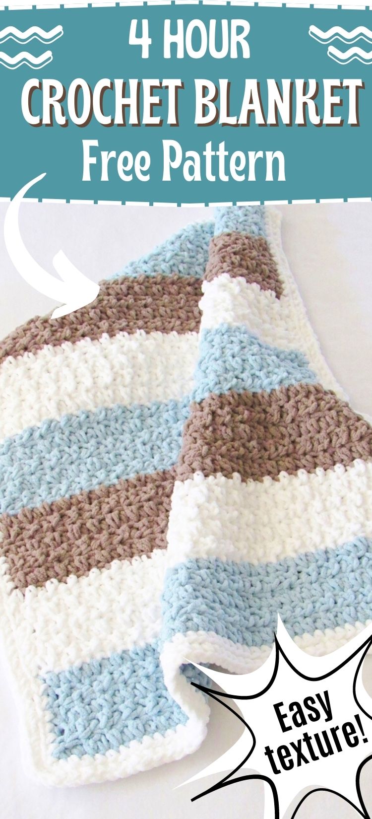 4 Hour Crochet Baby Boy Blanket (Free Pattern) Crochet Dreamz