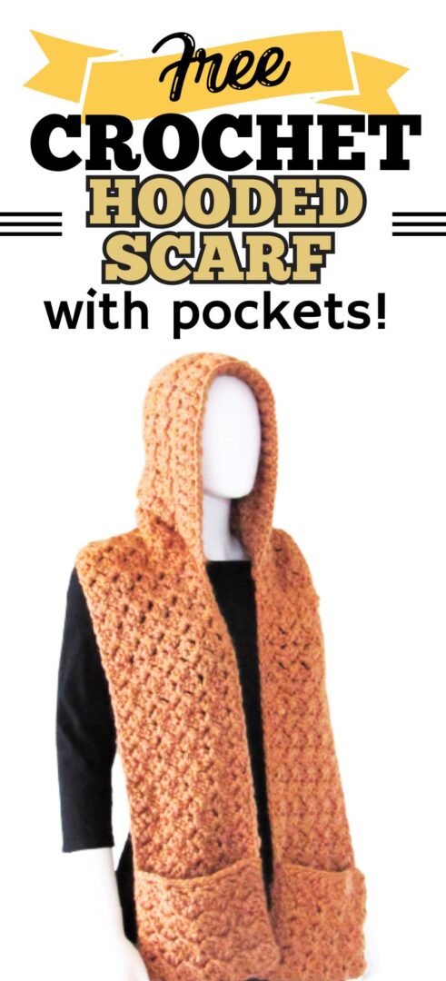 Free Crochet Pattern for Hooded Scarf with Pockets - Crochet Dreamz