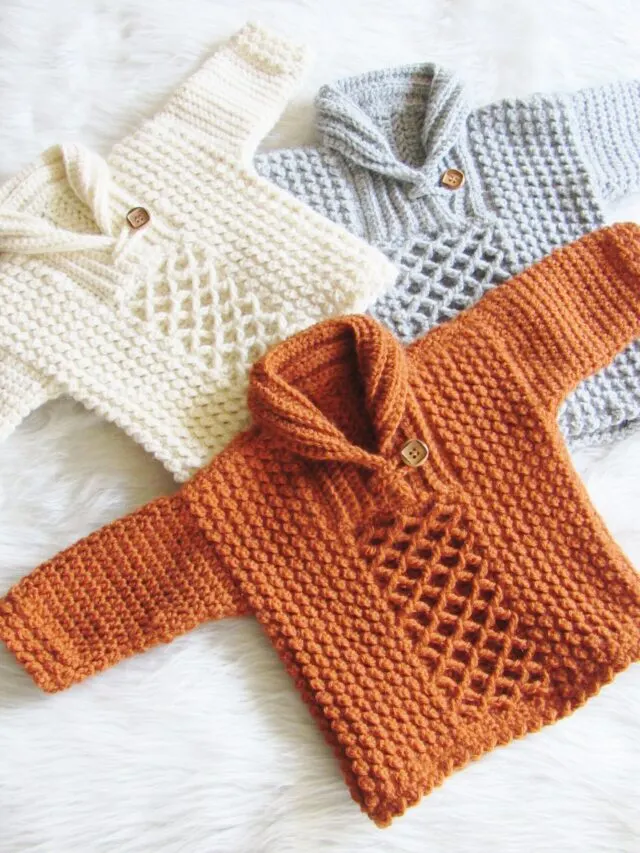 Crochet baby boy sweater pattern
