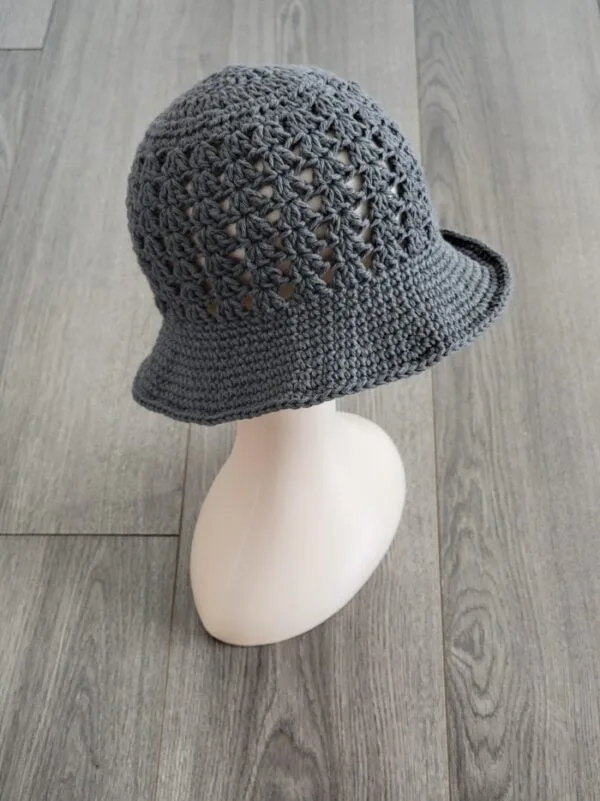 Gray crochet summer hat