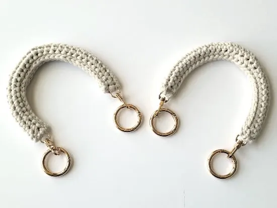 A pair of finished bag handles