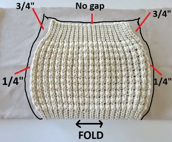 Shows how to cut trace the bag outline on lining