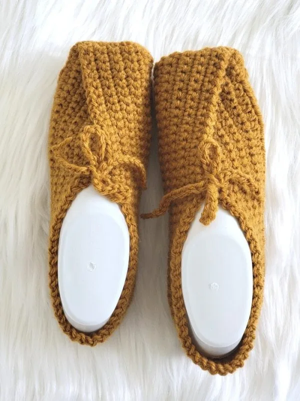 Mustard crochet slippers