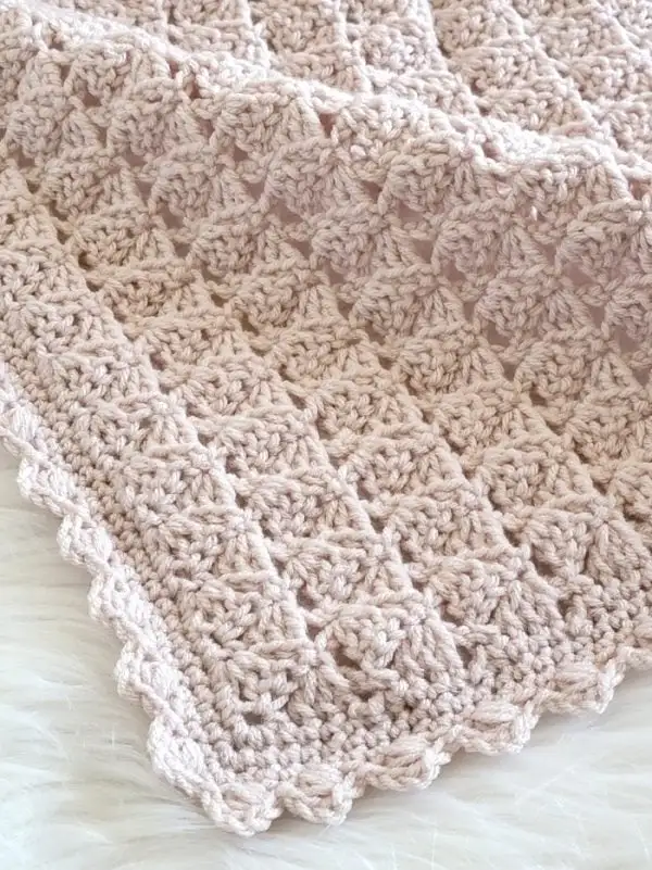 Finished Crochet Baby Afghan in Linen color