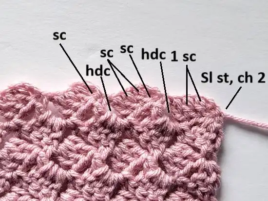 Distribute stitches for leveling row as shown