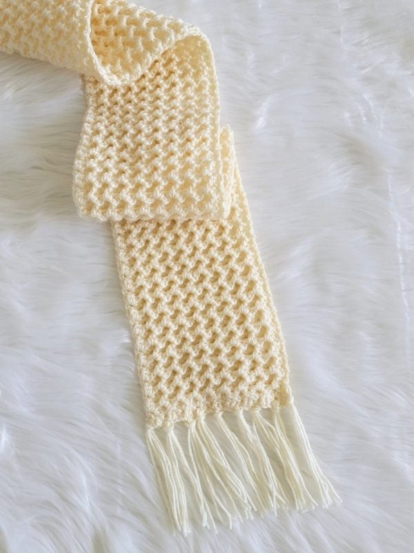 cream color crochet winter scarf