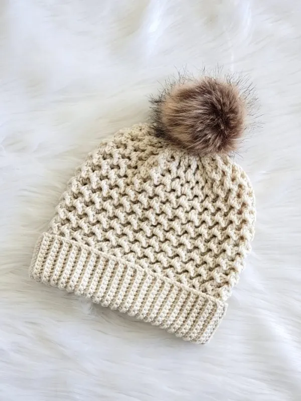Cream color crochet hat