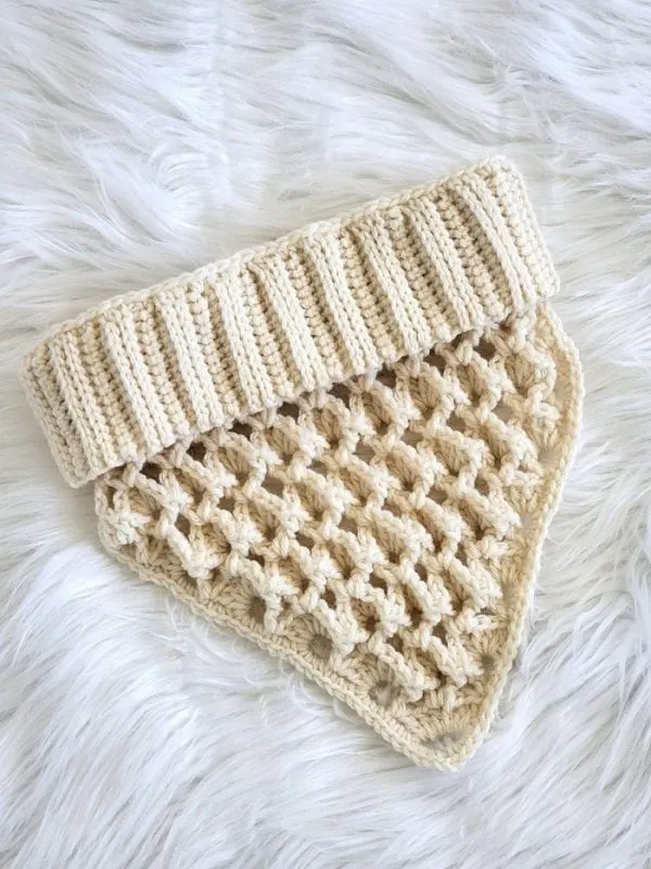 Cream crochet bandana cowl