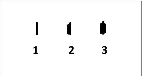 3 vertical black lines showing the steps for embroidering the eyes